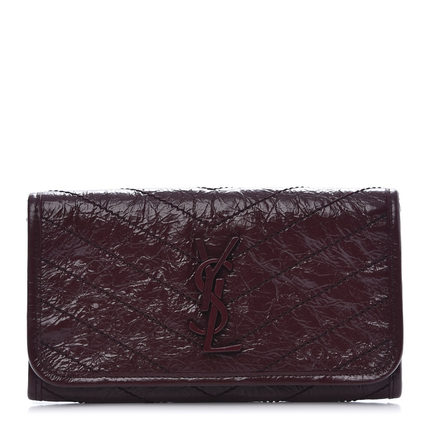 Saint Laurent Crinkled Calfskin Matelasse Monogram Niki Wallet Rouge Legion 1 of 8