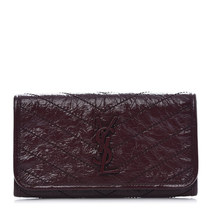Saint Laurent Crinkled Calfskin Matelasse Monogram Niki Wallet Rouge Legion 1 of 8