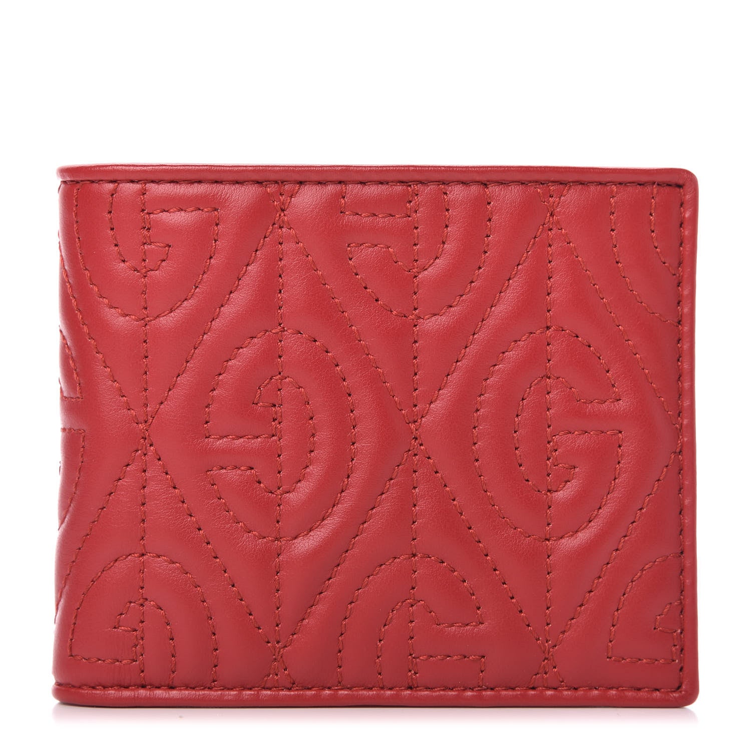 Gucci Calfskin Rhombus Bi-Fold Wallet Hibiscus Red 1 of 8