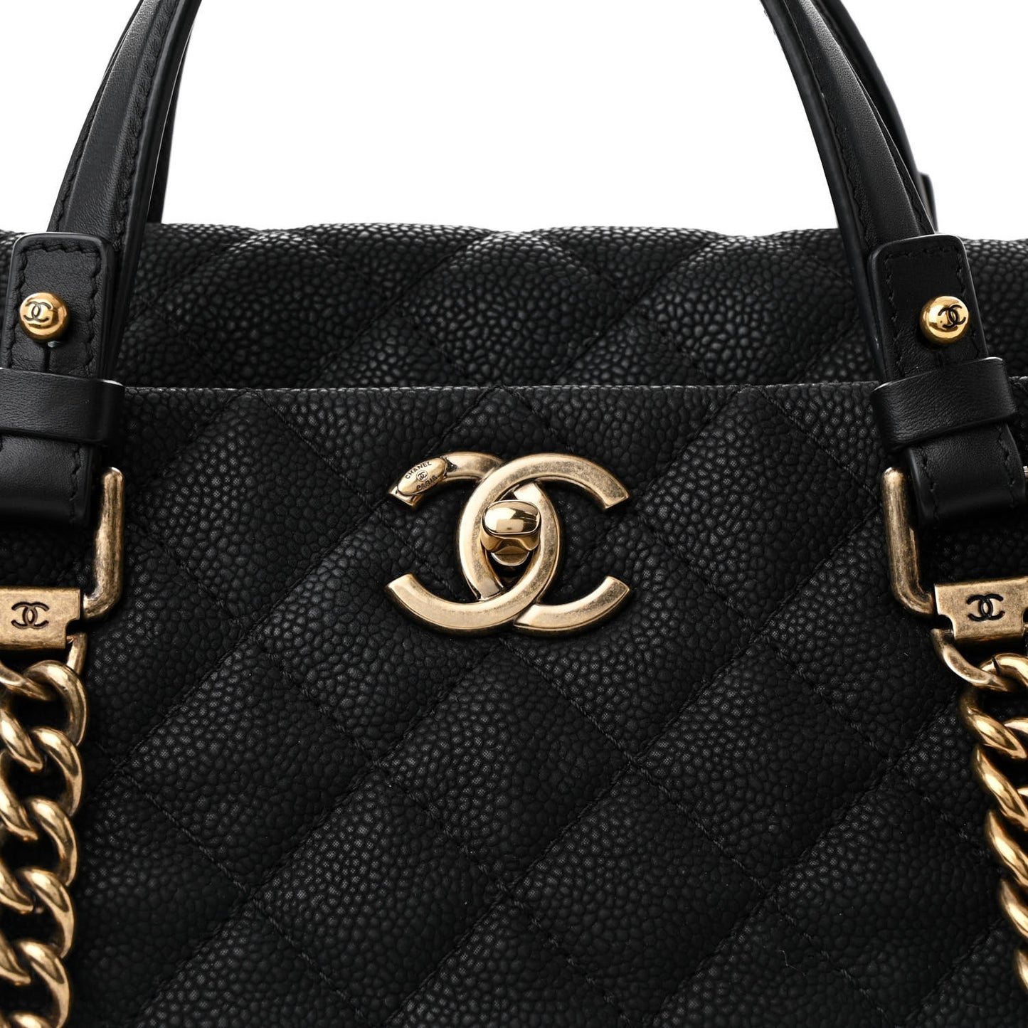 Iridescent Caviar Chic Quilt Tote Black