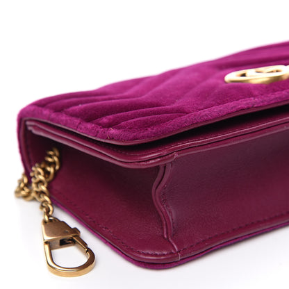 Gucci Velvet Matelasse GG Marmont Mini Bag Fuchsia Violet Cyclamen 7 of 9