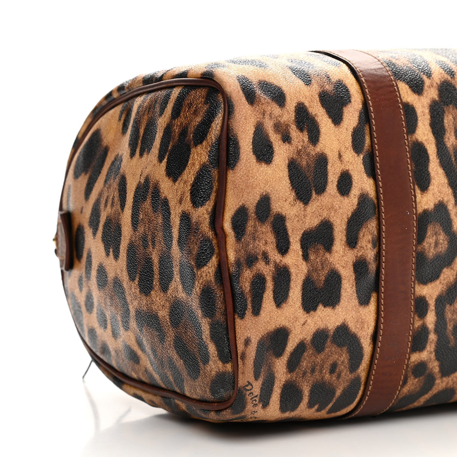 Dolce & Gabbana Coated Canvas Leopard Print Boston Bag 5 of 15