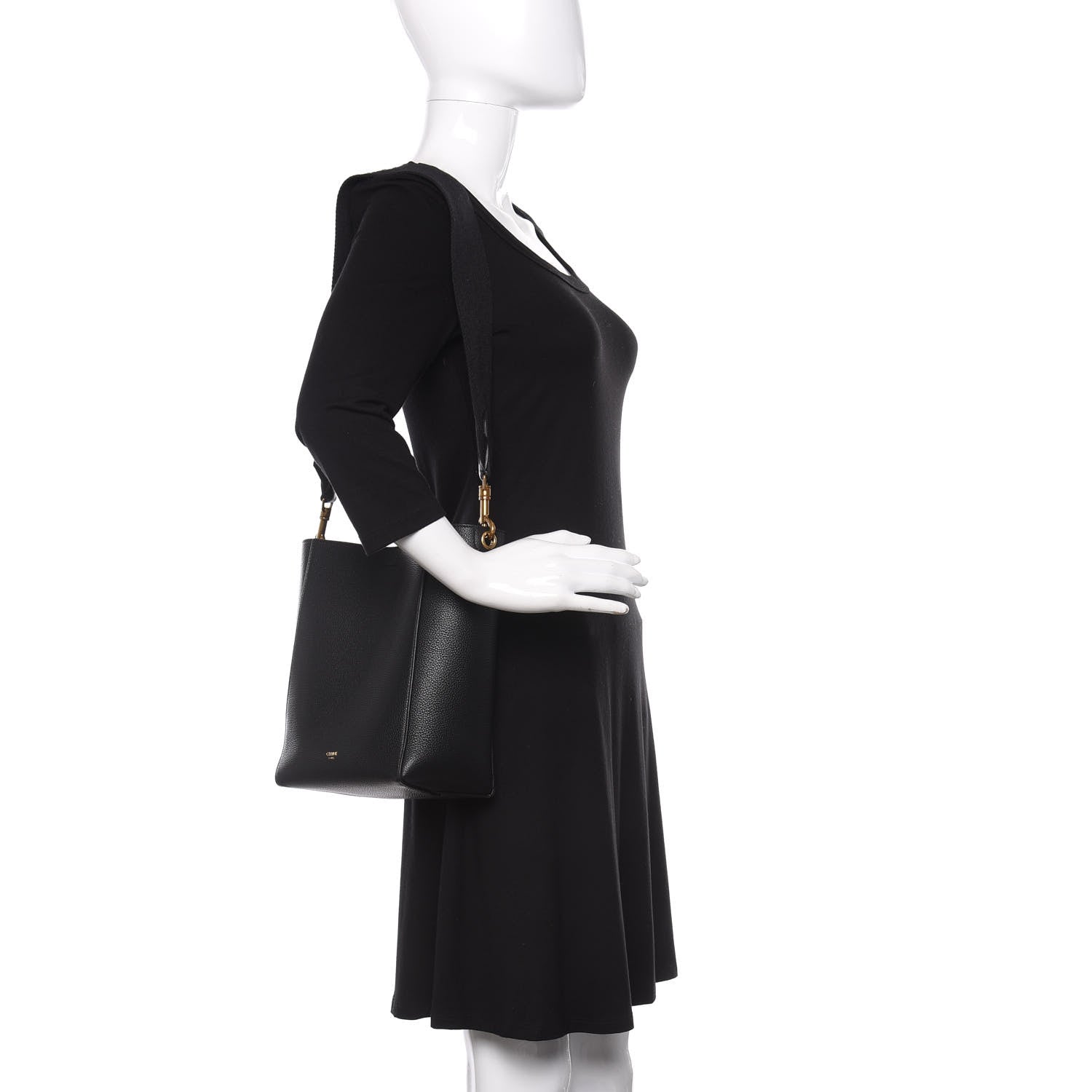Celine Soft Grained Calfskin Small Sangle Bucket Bag Black 2 of 9