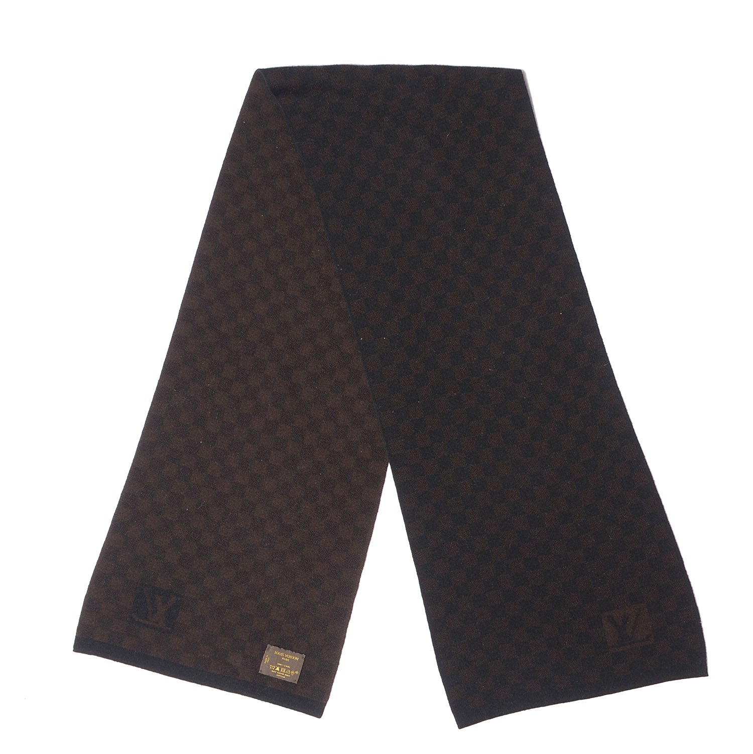 Louis Vuitton Wool Petit Damier Ebene Scarf Brown 3 of 5