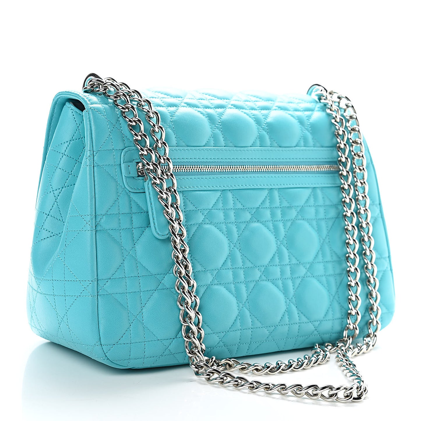 Lambskin Cannage Large Miss Dior Flap Turquoise