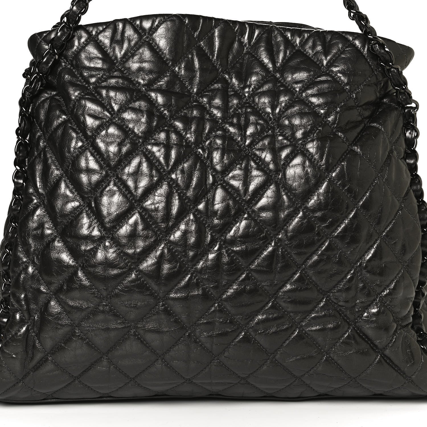 Chanel Metallic Calfskin Quilted Large Chain Me Hobo Dark Grey 8 of 10