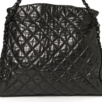 Chanel Metallic Calfskin Quilted Large Chain Me Hobo Dark Grey 8 of 10