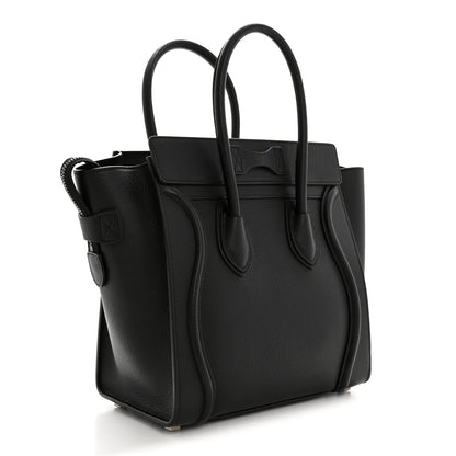 Celine Drummed Calfskin Micro Luggage Black 2 of 12