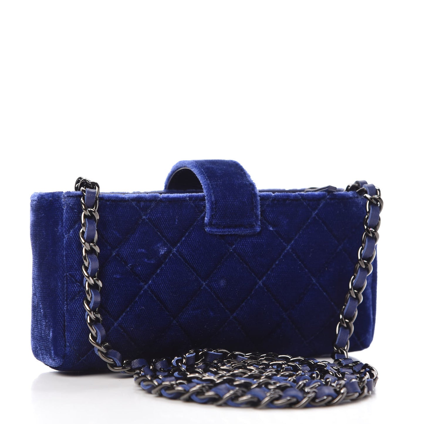 Velvet Quilted Mini Phone Holder Crossbody Bag Blue