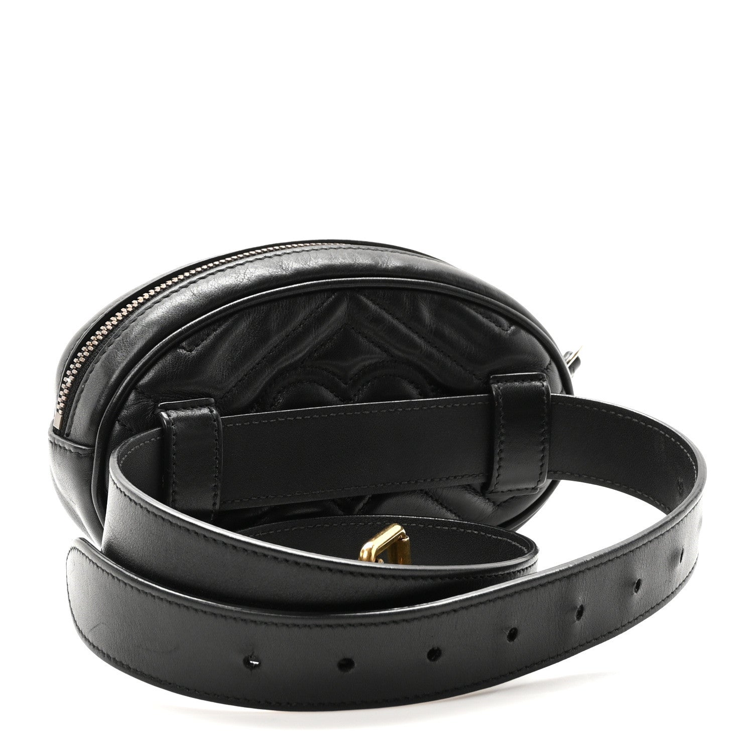Gucci Calfskin Matelasse GG Marmont Belt Bag 75 30 Black 3 of 10