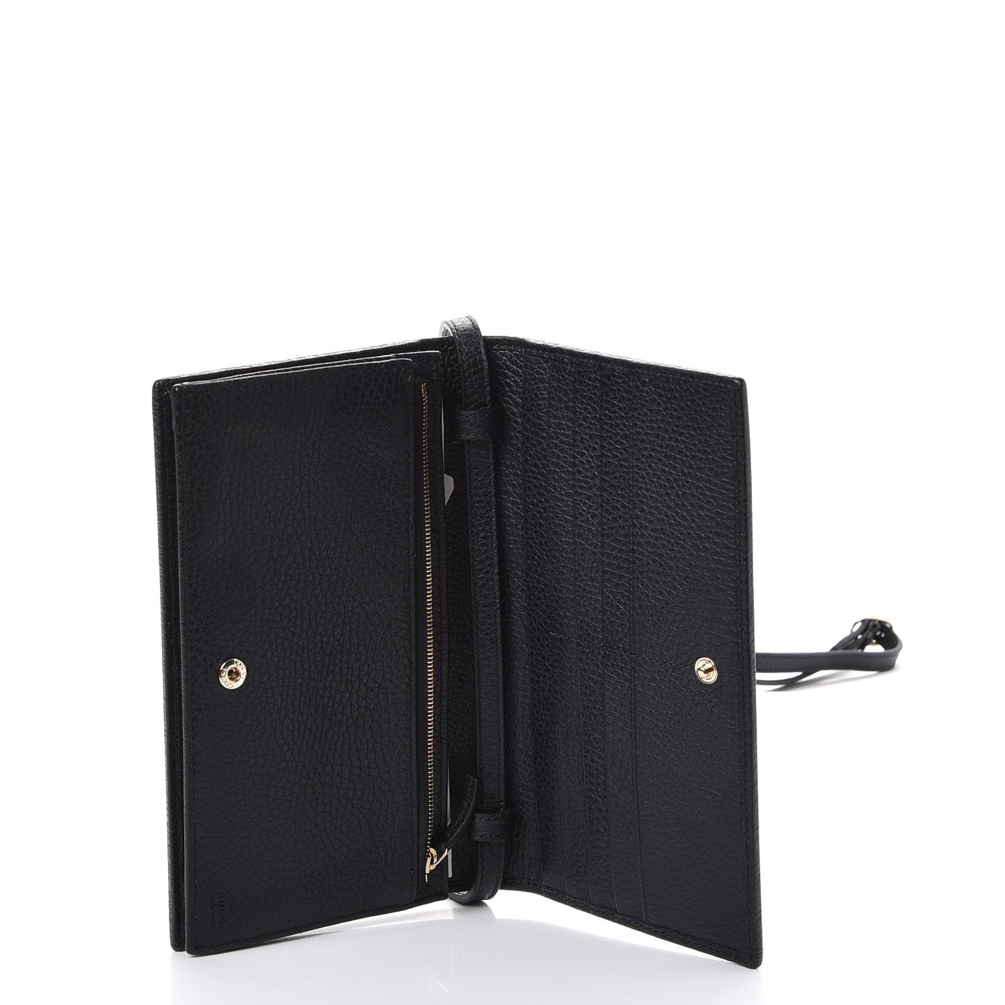 Dollar Calfskin Mini Swing Wallet Bag Black