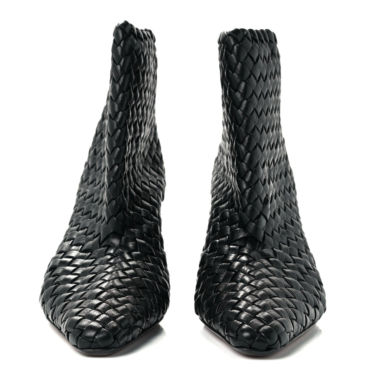 Nappa Intrecciato Ankle Boots 36 Black
