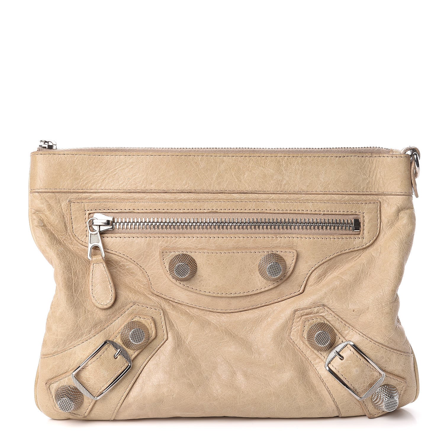 Balenciaga Agneau Giant 21 Silver Hardware Flat Handle Clutch Praline 1 of 10