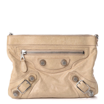 Balenciaga Agneau Giant 21 Silver Hardware Flat Handle Clutch Praline 1 of 10