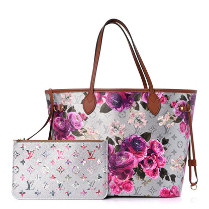 Louis Vuitton Metallic Monogram LV Garden Neverfull MM Silver 1 of 9