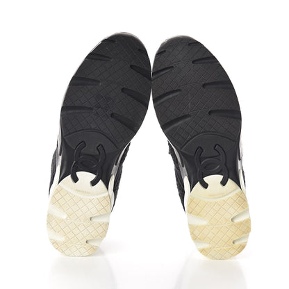 Chanel Tweed Calfskin Sneakers 39 Black White 7 of 8