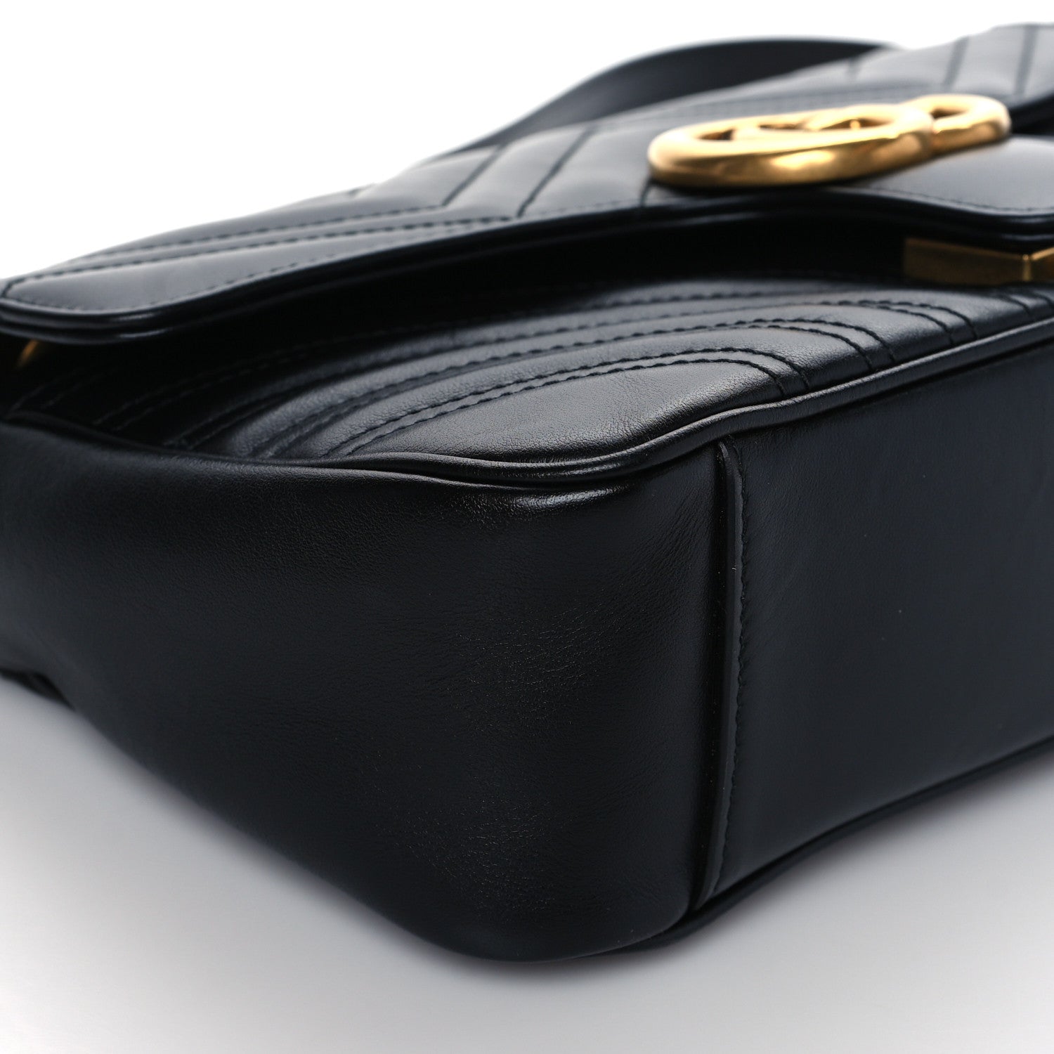 Gucci Calfskin Matelasse Small GG Marmont Shoulder Bag Black 10 of 11