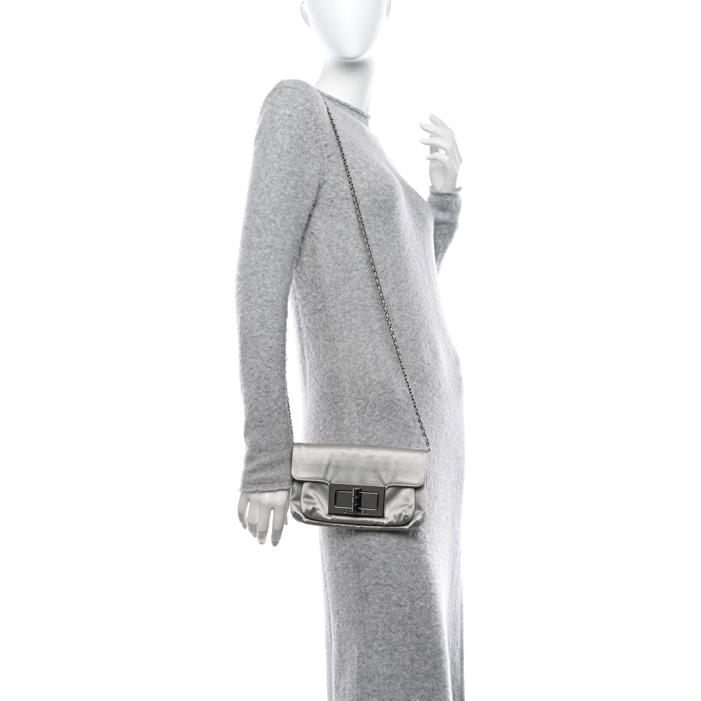 Satin Small Mademoiselle Flap Silver