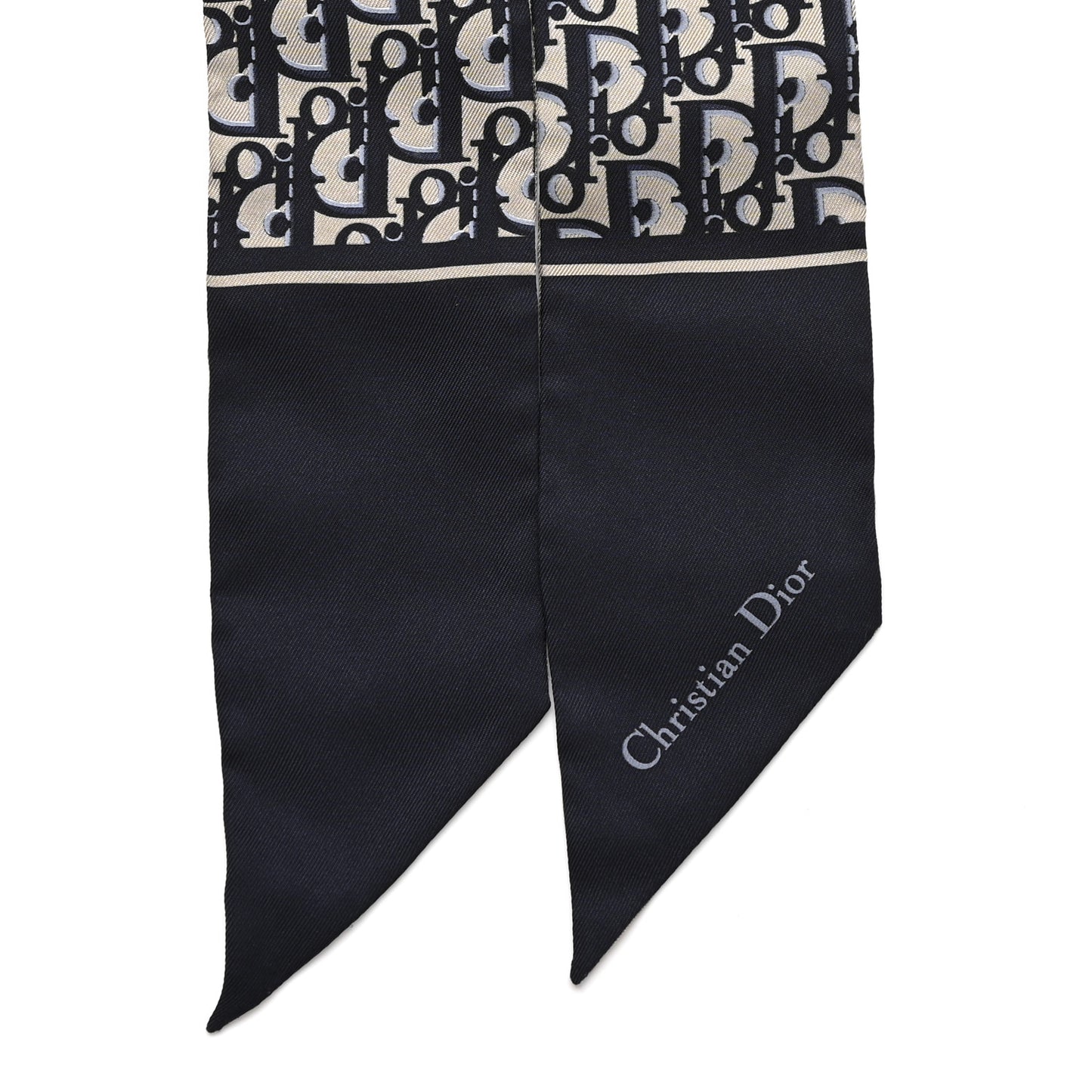 Silk Oblique Mitzah Scarf Bleu Marine