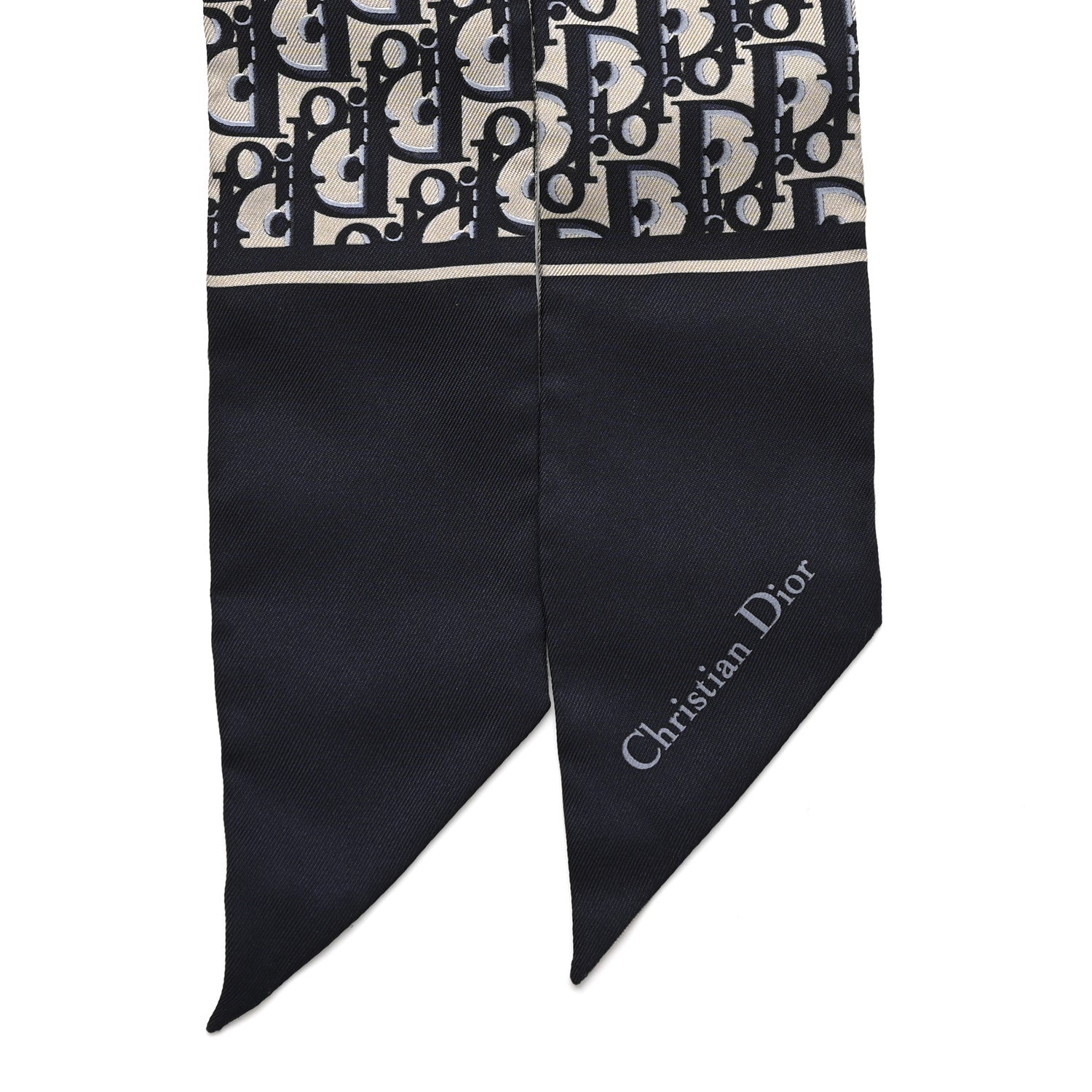 Christian Dior Silk Oblique Mitzah Scarf Bleu Marine 2 of 5
