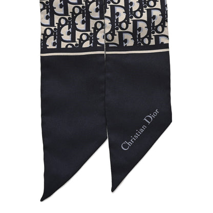 Christian Dior Silk Oblique Mitzah Scarf Bleu Marine 2 of 5