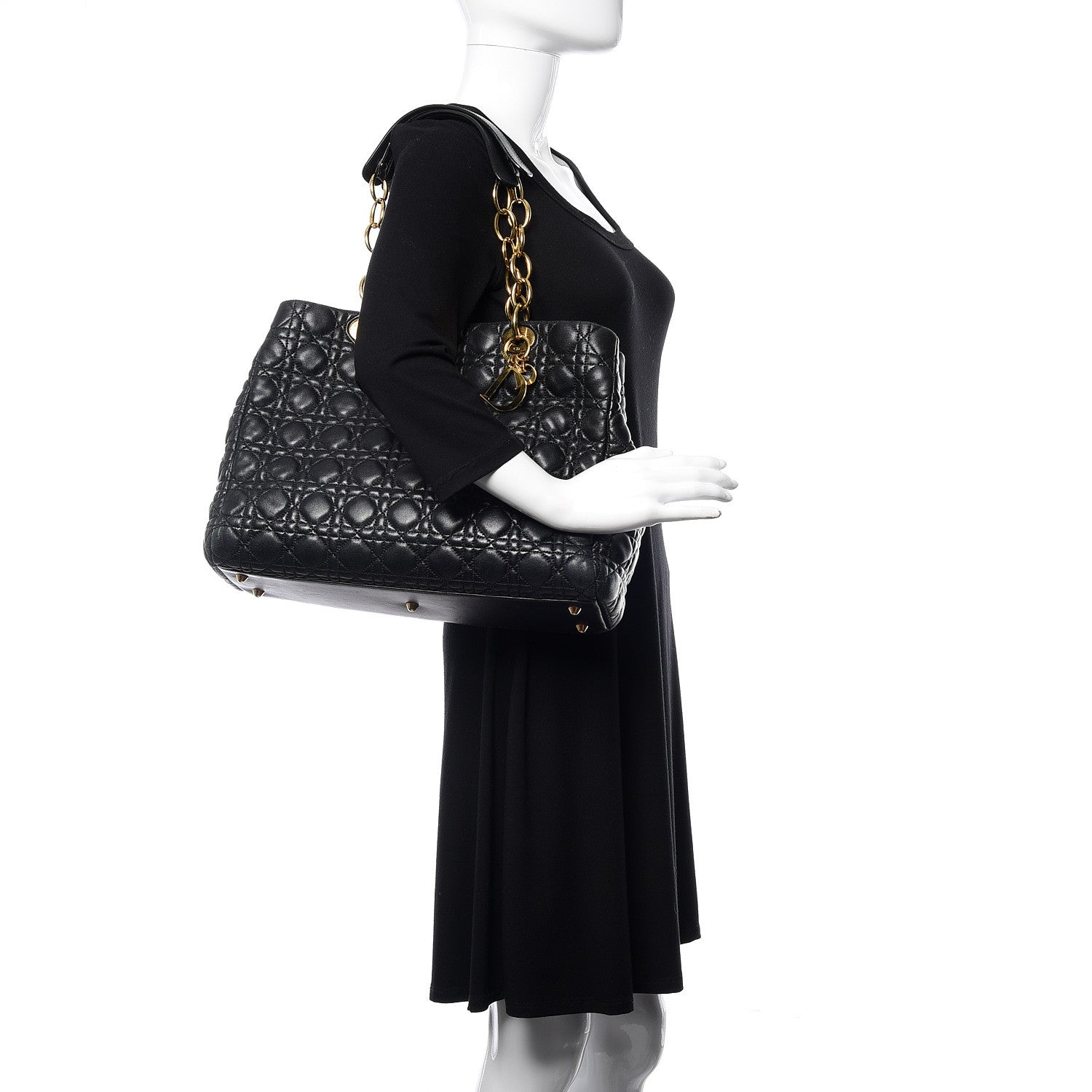 Christian Dior Lambskin Cannage Large Dior Soft Shopping Tote Black 2 of 15