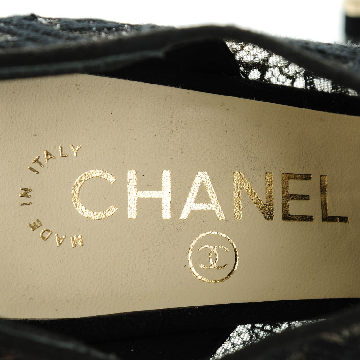 Chanel Lace Pearl Booties 38.5 Black 8 of 9