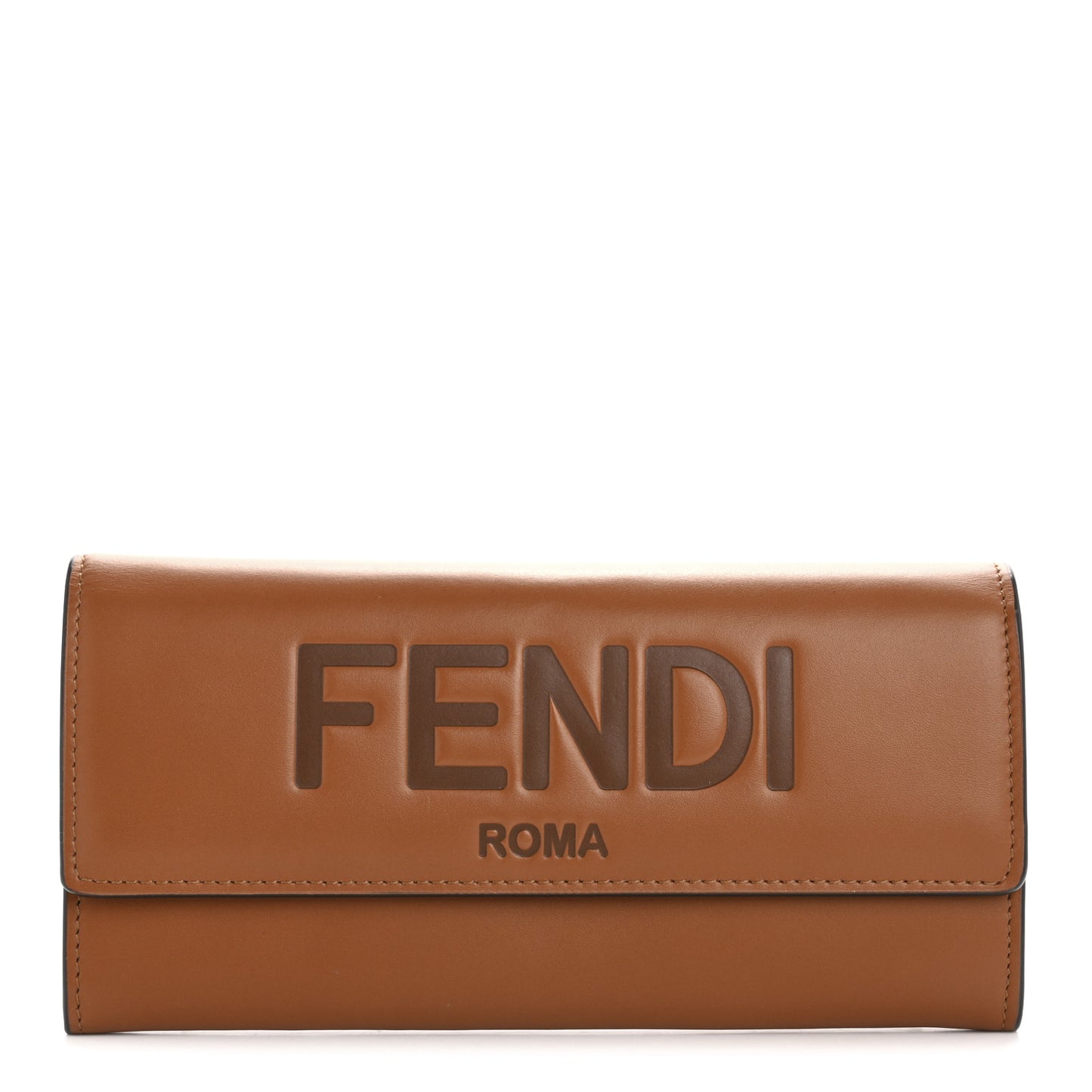 Vitello King Tamponato Logo Embossed Continental Wallet Cuoio