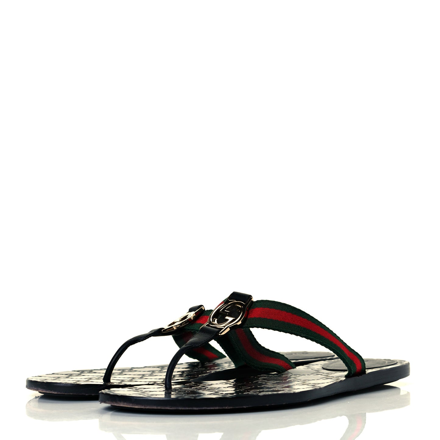 Nylon Guccissima Web Womens Thong Sandals 41 Green Red Black