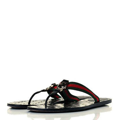 Gucci Nylon Guccissima Web Womens Thong Sandals 41 Green Red Black 3 of 11