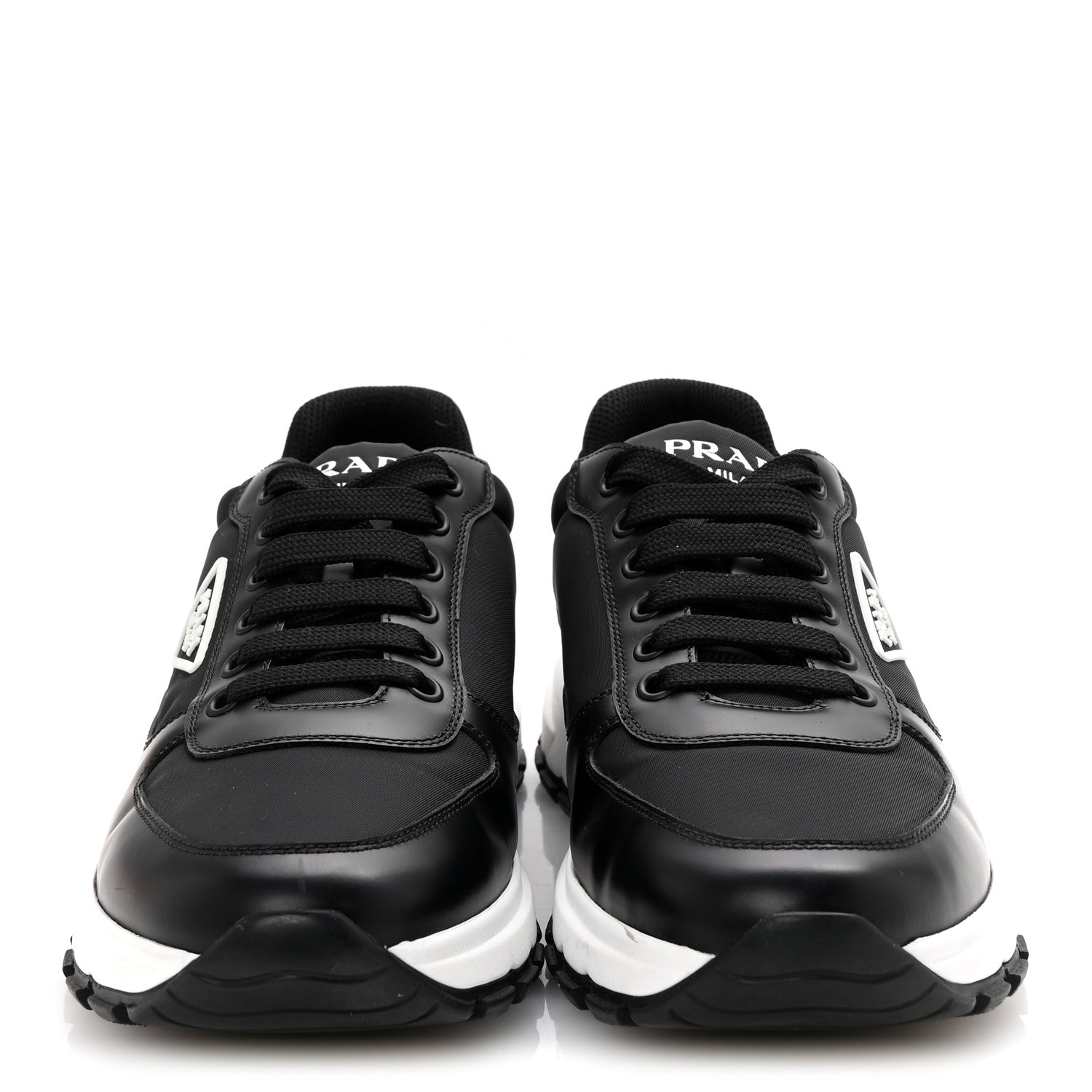 Prada Re-Nylon Piuma Metal Triangle Logo Quilted 45mm Sneakers 39.5 Black 3 of 10