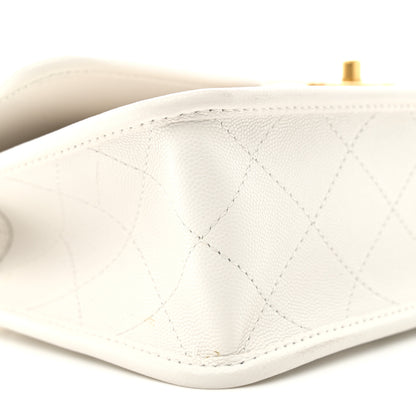 Chanel Caviar Quilted School Memory Small Top Handle Flap White 10 of 13