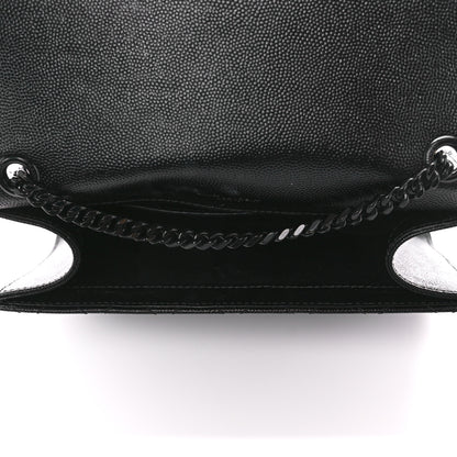 Saint Laurent Grain De Poudre Textured Mixed Matelasse Triquilt Small Monogram Monochrome Satchel Black 5 of 14
