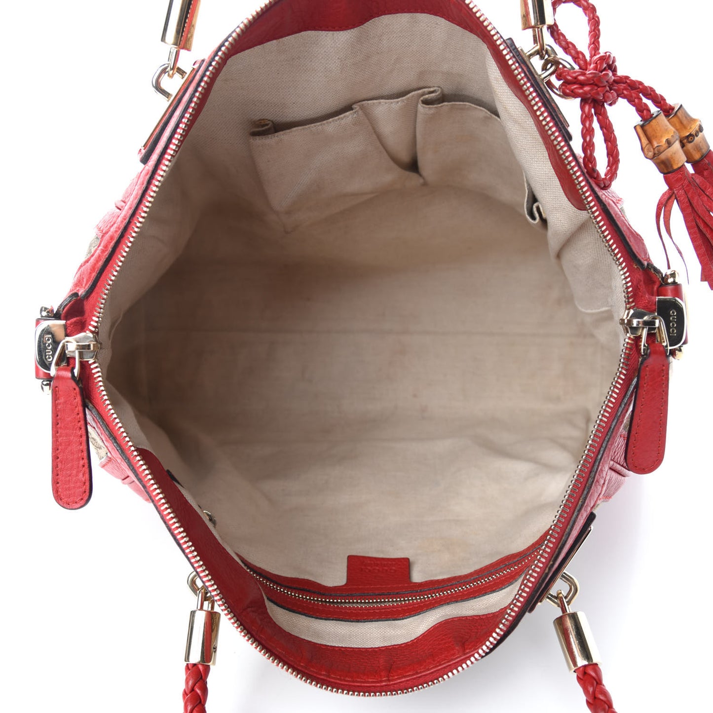 Monogram Large Bella Top Handle Bag Red