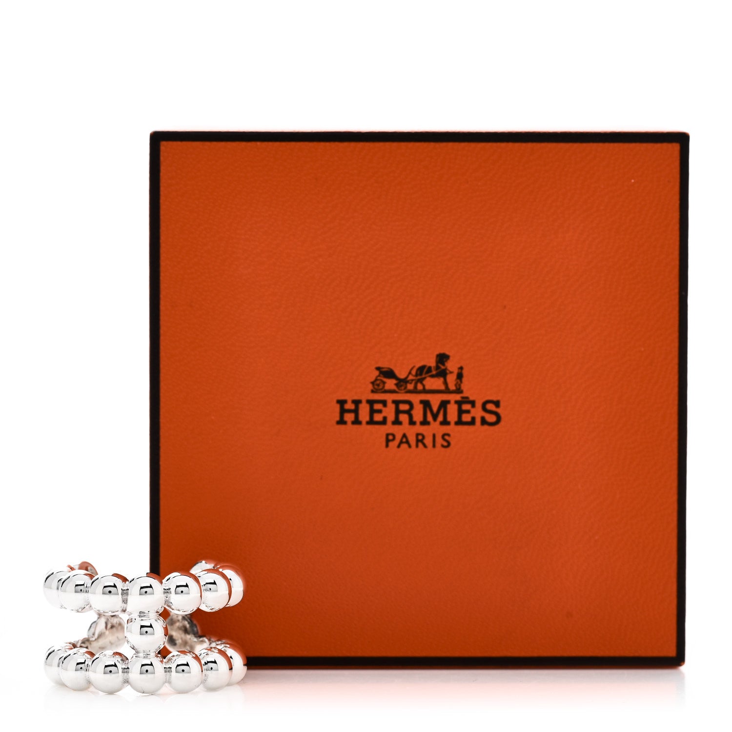 Hermes Sterling Silver Parade Boule Ring 53 6.5 5 of 5