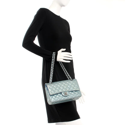Chanel Patent Calfskin Quilted Medium Double Flap Turquoise 2 of 8