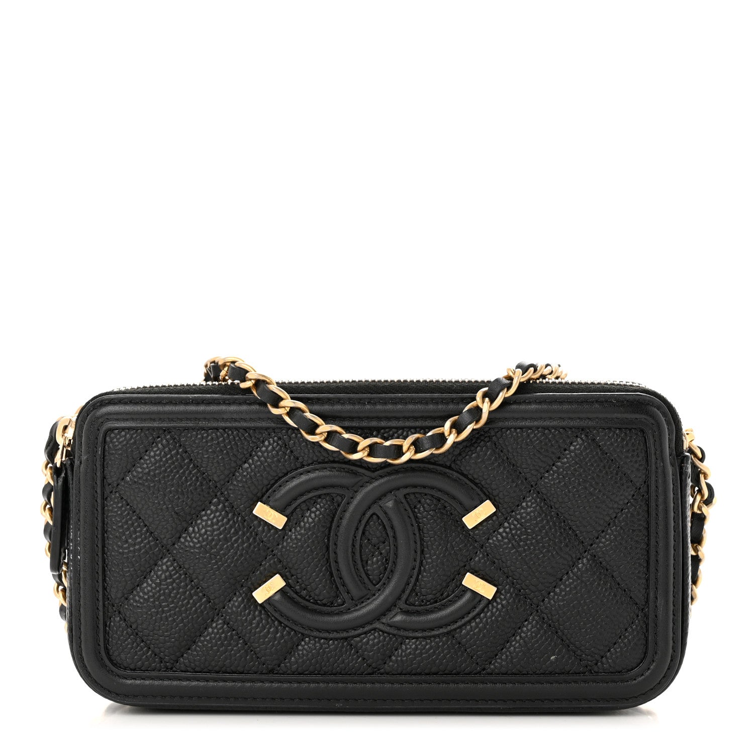 Chanel Caviar Quilted CC Filigree Clutch With Chain Black 1 of 14