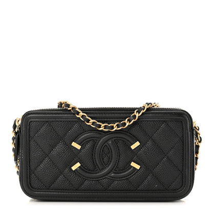 Chanel Caviar Quilted CC Filigree Clutch With Chain Black 1 of 14