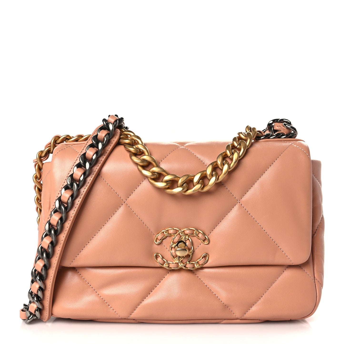 Lambskin Quilted Medium Chanel 19 Flap Light Orange