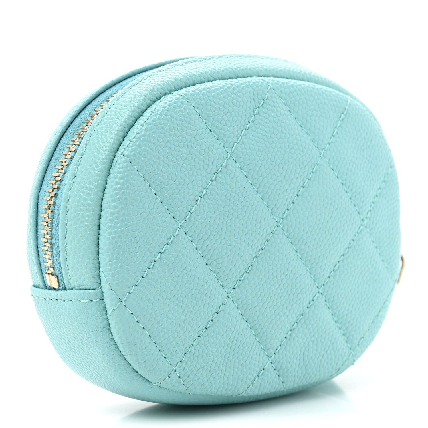 Chanel Caviar Quilted Zip Around Classic Coin Purse Light Blue 3 of 9