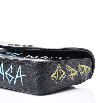 Balenciaga Calfskin Graffiti BB Chain Wallet Black Multicolor 6 of 8