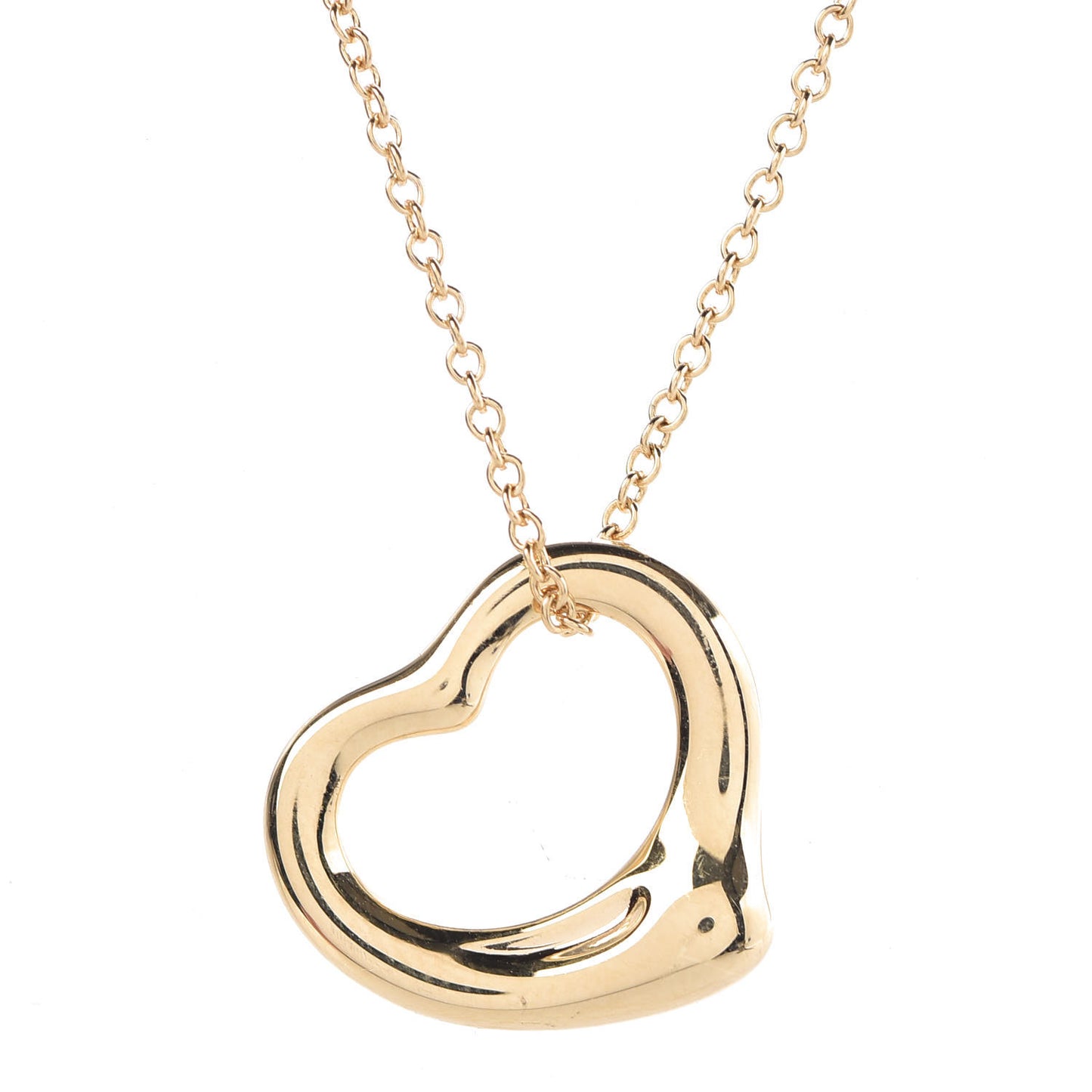 18K Yellow Gold 16mm Elsa Peretti Open Heart Pendant Necklace