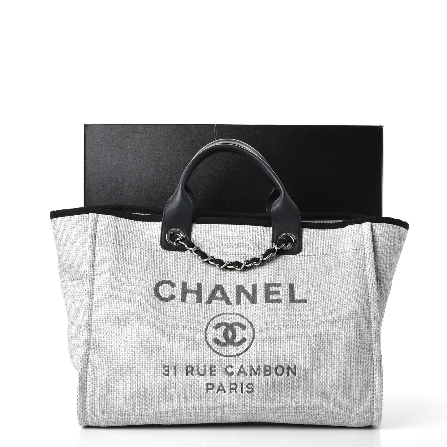 Woven Straw Raffia Deauville Large Tote Grey
