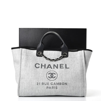 Chanel Woven Straw Raffia Deauville Large Tote Grey 9 of 9