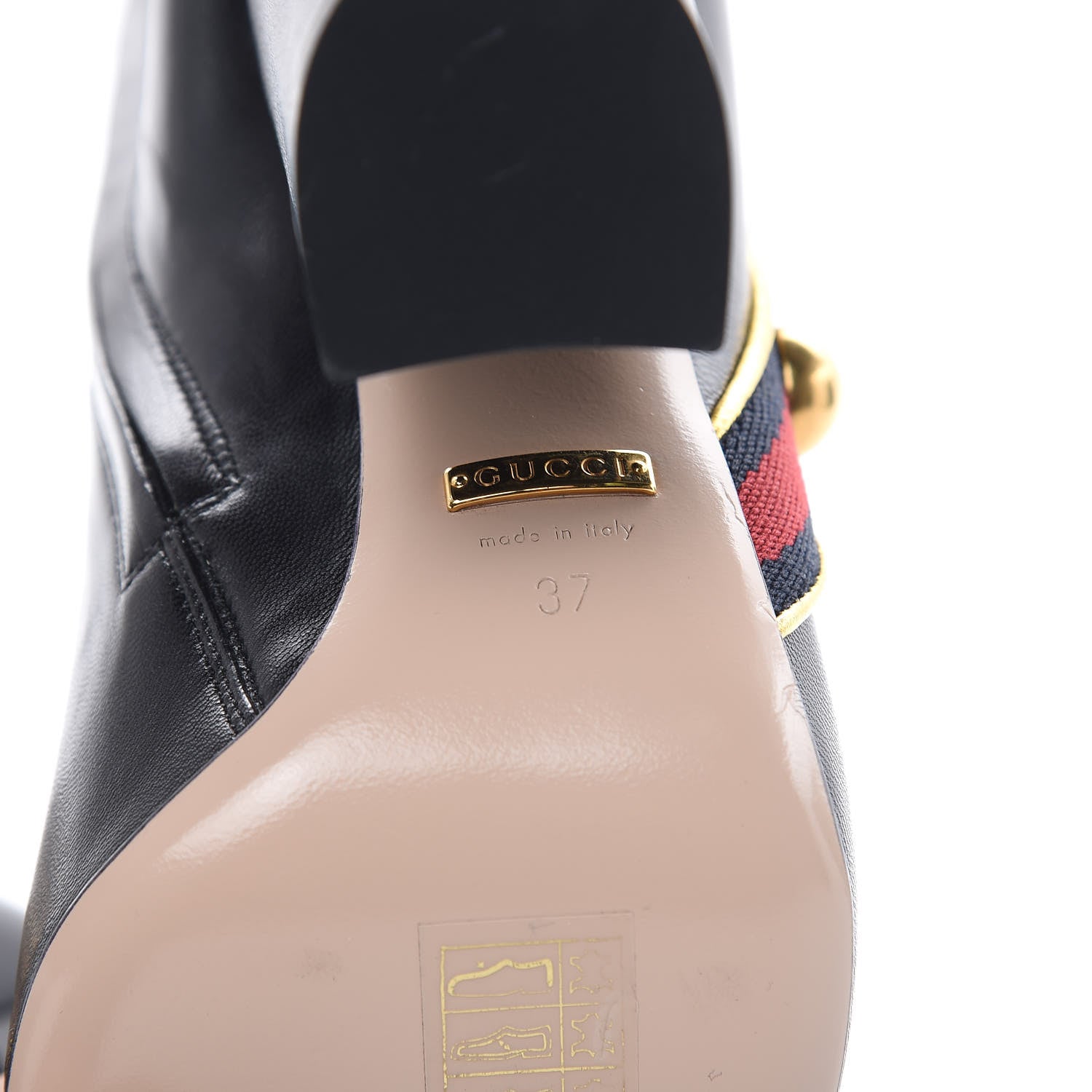 Gucci Malaga Kid Web Carly Mid Calf Boots 37 Black 6 of 10