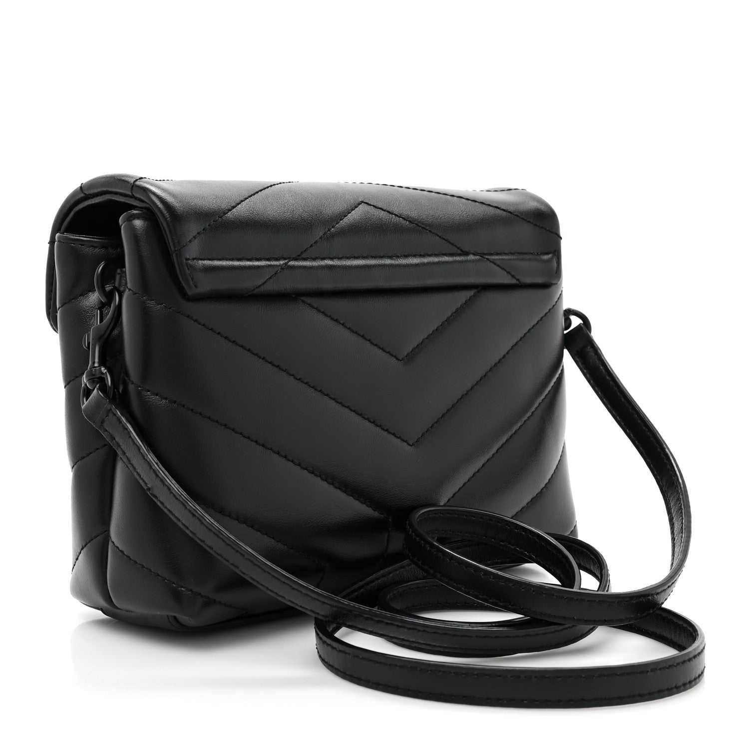 Saint Laurent Calfskin Y Quilted Monogram Monochrome Toy Loulou Crossbody Bag Black 3 of 10