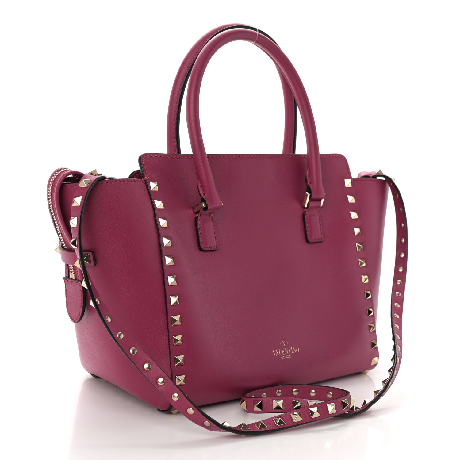 Valentino Garavani Vitello Small Rockstud Double Handle Tote Cyclamin 3 of 11