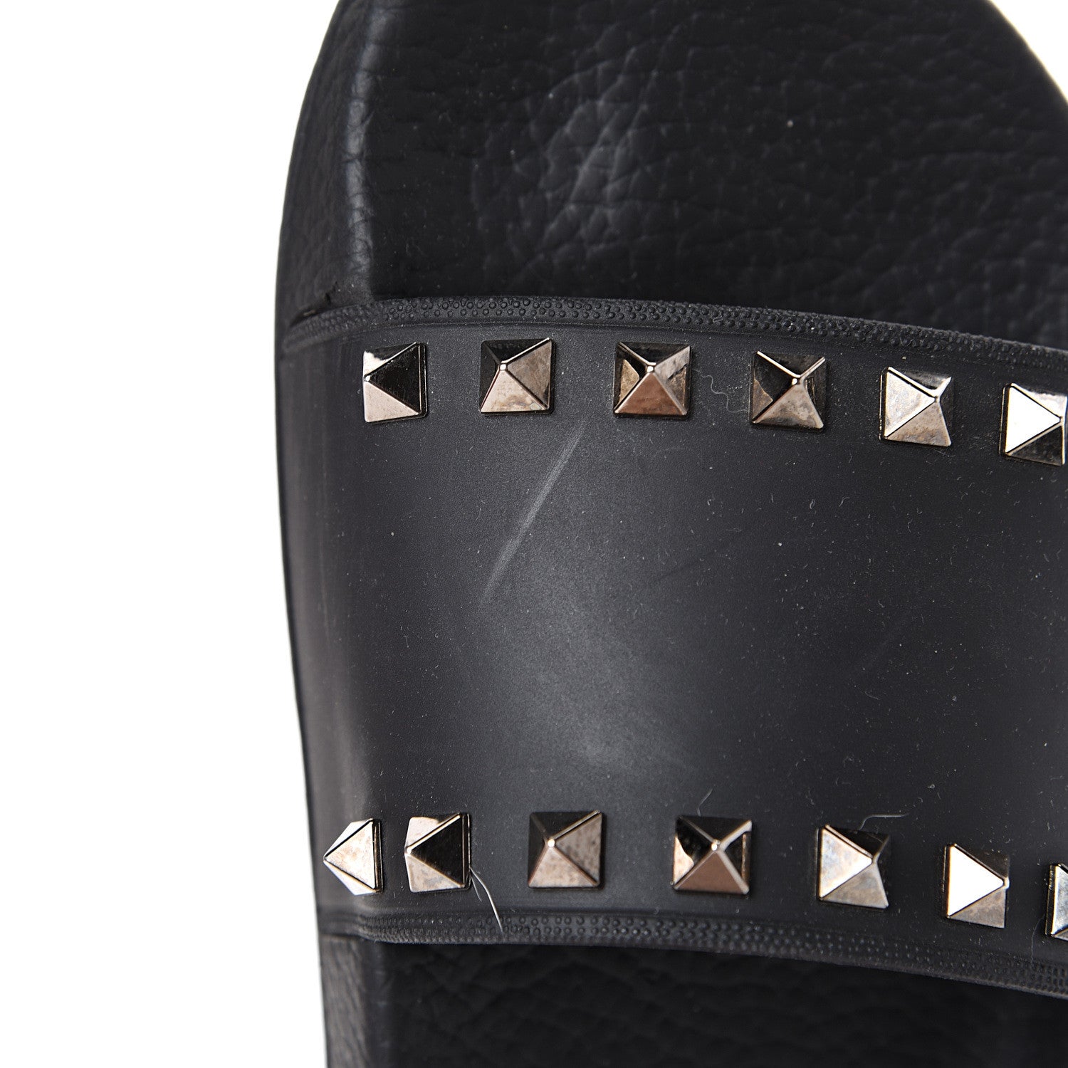 Valentino Garavani Rubber Rockstud Slide Sandals 37 Black 9 of 11