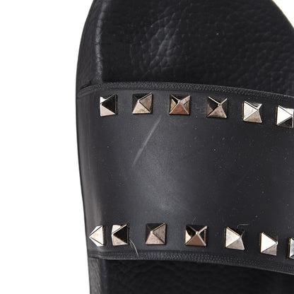 Valentino Garavani Rubber Rockstud Slide Sandals 37 Black 9 of 11