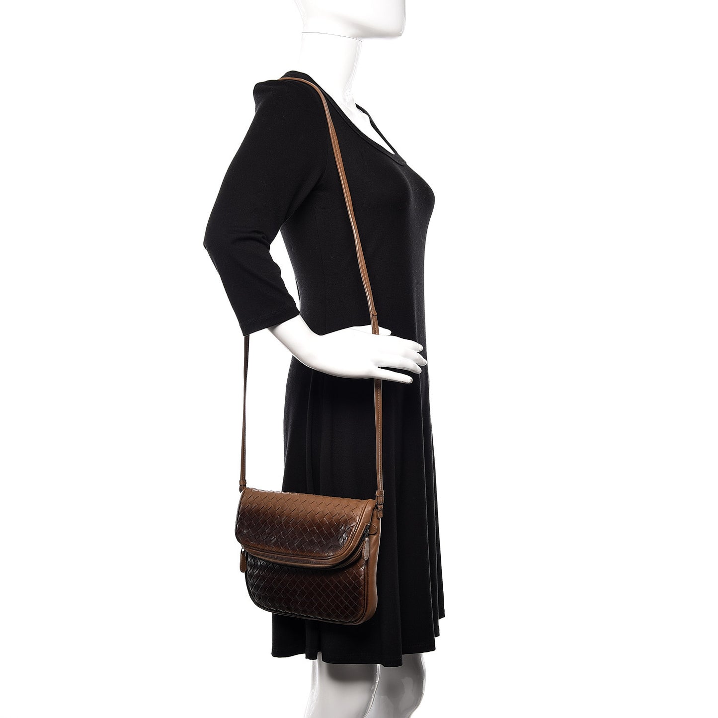 Nappa Intrecciato Ombre Crossbody Flap Chene